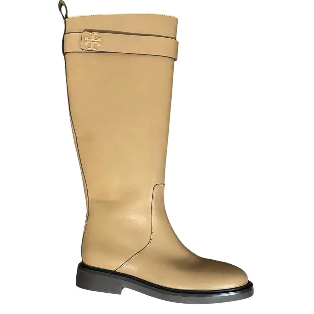 Tory Burch Women’s Double T Utility Logan Boot Tall Riding Leather Size 6.5